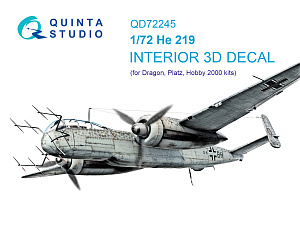 He 219 3D-Printed & coloured Interior on decal paper (Dragon)