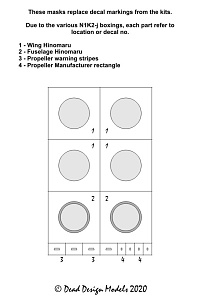 Kawanishi N1K2-j Shiden National Insignia paint mask (designed to be used with Hasegawa kits)