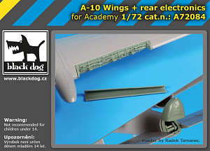 Additions (3D resin printing) 1/72 Fairchild A-10A Thunderbolt II wings + rear electronics (designed to be used with Academy kits) 