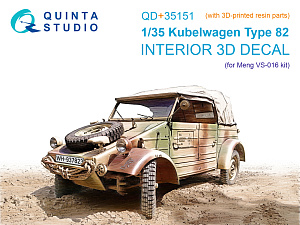 Kubelwagen Type 82 3D-Printed & coloured Interior on decal paper (Meng VS-016) (with 3D-printed resin parts) 