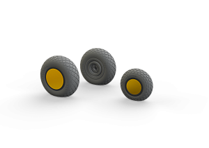 Additions (3D resin printing) 1/48 Lockheed P-38F/G Lightning wheels with weighted tyre effect (designed to be used with Tamiya kits) 