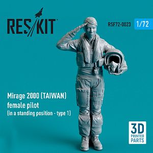 Additions (3D resin printing) 1/72 Dassault-Mirage 2000B/2000D/2000N (TAIWAN) female pilot (in a standing position - type 1) (ResKit)