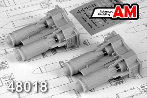 Additions (3D resin printing) 1/48 FAB-500 M-54 High-Explosive 500 kg bomb (set contains four bombs) (Advanced Modeling) 