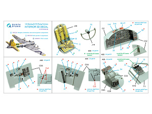 Boeing B-17G Navigator, bombardier, waist and tail gunners compartments. 3D-Printed & coloured Interior (HK models)