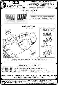 Aircraft detailing sets (resin) 1/32 P-51 Mustang - carburator air filter cover - RAF louvred type - version B (designed to be used with Tamiya kits)