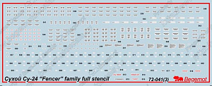 Decal 1/72 Sukhoi Su-24 technical inscriptions (Begemot)