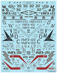 Decal 1/32  McDonnell-Douglas F/A-18A/C Hornets Swarm  (Flying Leathernecks)