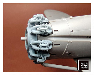 Additions (3D resin printing) 1/48 Bristol Bulldog engine upgrade set (without rocker covers) (designed to be used with Airfix kits)