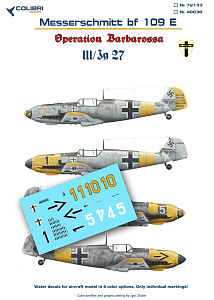 Decal 1/72 Bf-109 E III/JG 27 (Operation Barbarossa) Part I (Colibri Decals)