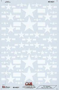 Decal 1/48 US National Insignia Part 5. 1943-47 White star and bar used on sea blue aircraft (CAM)