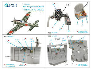 Nakajima Ki-84 3D-Printed & coloured Interior on decal paper (Arma Hobby)