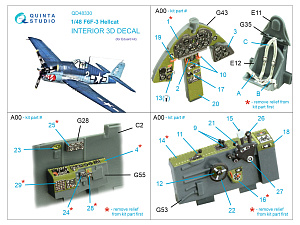 F6F-3 Hellcat 3D-Printed & coloured Interior on decal paper (Eduard)