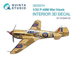 P-40M WarHawk 3D-Printed & coloured Interior on decal paper (Trumpeter)