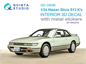 Nissan Silvia S13 K-s 3D-Printed & coloured Interior on decal paper (Tamiya) (with metal sticker parts)