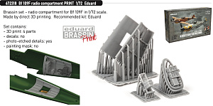 Additions (3D resin printing) 1/72 Messerschmitt Bf-109F radio compartment 3D-Printed (designed to be used with Eduard kits) 