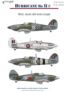 Decal 1/48 Hurricane Mk IIC (Nicki, Jessie, uncle Loseph) (Colibri Decals)