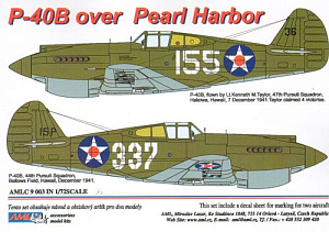 Decal 1/72 Curtiss P-40B Tomahawk over Pearl Harbor x 2 (AML)