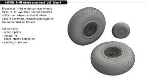 Additions (3D resin printing) 1/48 Boeing B-17F Flying Fortress wheels cross tread (designed to be used with Eduard kits)