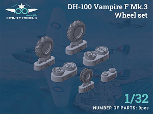 Additions (3D resin printing) 1/32 de Havilland DH-100 Vampire Mk.3 - Wheel Set (for Infinity Models kits)