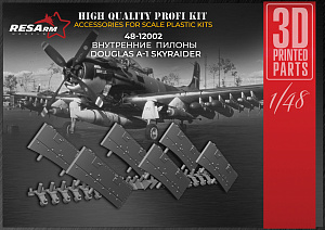 Additions (3D resin printing) 1/48 Douglas A-1 Skyraider internal pylons (RESArm) (damage box)
