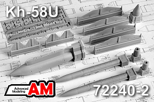 Additions (3D resin printing) 1/72 Aircraft guided missile Kh-58U with LO-81 and launcher AKU-58 (Advanced Modeling) 