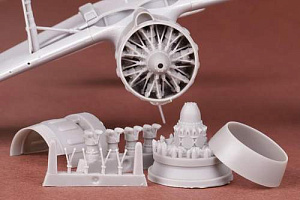 Additions (3D resin printing) 1/48 Marcel-Bloch MB.151C.1 & MB.152C.1 engine with cowling set (designed to be used with Dora Wings kits)