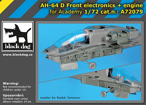 Additions (3D resin printing) 1/72 Hughes/Westland AH-64D Front electronics + engine (designed to be used with Academy kits) 
