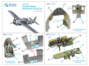FM-2 Wildcat 3D-Printed & coloured Interior on decal paper (Arma Hobby)