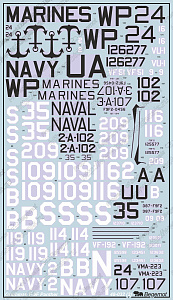 Decal 1/48 Grumman F9F Panther Decal with opportunity make 12 marking variations of F9F Panther from US NAVY and MARINES (Begemot)