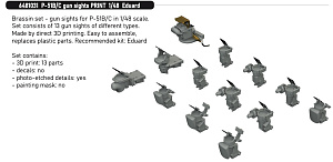 Additions (3D resin printing) 1/48 North-American P-51B/C gun sights PRINT 1/48 (designed to be used with Eduard kits)