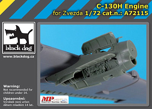 Additions (3D resin printing) 1/72 Lockheed C-130H Hercules engine (designed to be used with Zvezda kits)