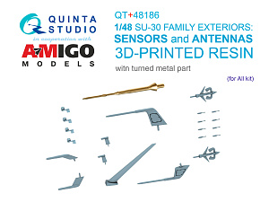 Su-30SM Exterior set: External sensors, Antennas & Pitot tube (for all kits) (3D printed resin and metal parts)