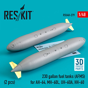 Additions (3D resin printing) 1/48 230 gallon fuel tanks (AFMS) (ResKit)