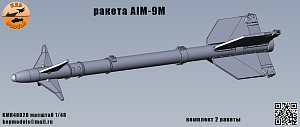 Additions (3D resin printing) 1/48 AIM-9M missile 2 pcs. set. (KepModels)