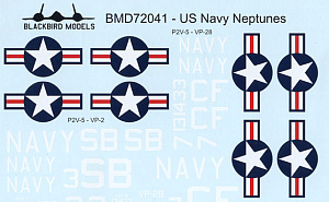 Decal 1/72 U.S. Navy Lockheed Neptune P2V-5 Neptune - VP-2 and VP-28  (Blackbird Models)