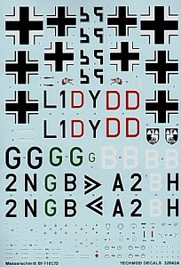 Decal 1/32 Messerschmitt Bf-110C/Bf-110D (3) (Techmod)