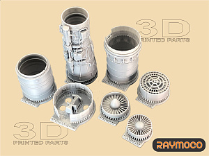 Additions (3D resin printing) 1/48 Turbo Jet Engine R-15B-300 (2 sets) (for MiG-25) (Raymoco)
