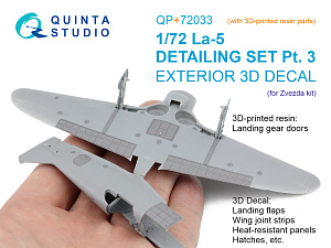 La-5 Detailing Set Pt.3: Landing gear doors, Flaps cover, hatches and panels (Zvezda) (with 3D-printed resin parts) 