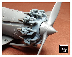 Additions (3D resin printing) 1/48 Bristol Bulldog engine upgrade set (with rocker covers) (designed to be used with Airfix kits)