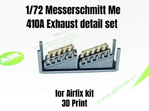 Additions (3D resin printing) 1/72 Messerschmitt Me-410A-1/U-2 & U4 - 3D print of engine exhausts, (designed to be used with Airfix kits)