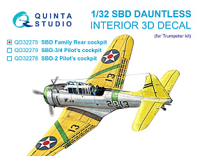 SBD Dauntless Family Rear Cockpit 3D-Printed & coloured Interior on decal paper (Trumpeter)