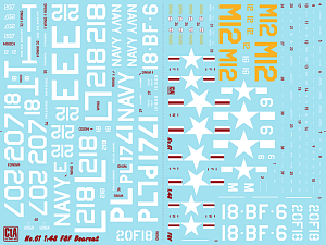 Decal 1/48 Grumman F8F Bearcat - All types of this aircraft, USN, 8 Markings (Cut then Add)