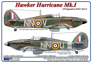 Decal 1/72 310th Squadron RAF, Part I / Hawker Hurricane Mk.I (AML)