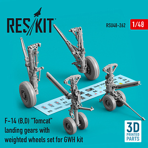 Additions (3D resin printing) 1/48 Grumman F-14B/F-14D) Tomcat landing gears with weighted wheels set  (ResKit)