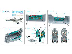 MiG-21MF (Moscow plant) 3D-Printed & coloured Interior on decal paper (Eduard)