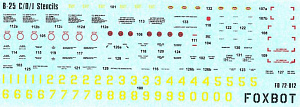 Decal 1/72 North-American B-25C/B-25D/B-25J Mitchell Stencils