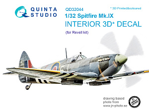 Spitfire Mk. IX 3D-Printed & coloured Interior on decal paper (for Revell  kit)