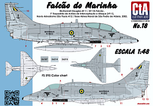 Decal 1/48 "Falcao do Marinha" (Brazilian Navy AF-1 and AF-1A - both based on Douglas A-4M Skyhawk airframe) (Cut then Add)