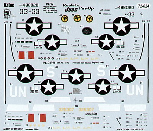 Decal 1/72 Pin Up Thunderbolts (2) Republic P-47D Thunderbolt 'Razorback' (Aztec)