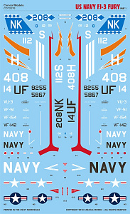 Decal 1/72 North-American FJ-3 Fury US Navy - Part 1 (Caracal Models)